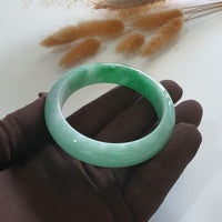 Translucent Green with Brilliant Green Patches Jadeite Bangle (JAC002243) 4