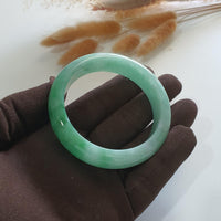 Translucent Green with Brilliant Green Patches Jadeite Bangle (JAC002243) 5