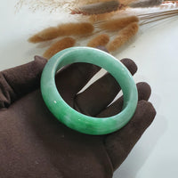 Translucent Green with Brilliant Green Patches Jadeite Bangle (JAC002243) 6