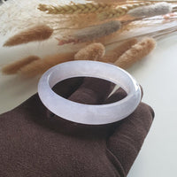 [Rare] Good translucency Icy Lavender Jadeite Oval Shape Bangle (JAC002254) 3