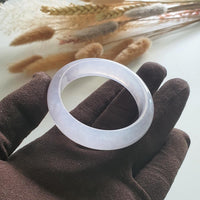 [Rare] Good translucency Icy Lavender Jadeite Oval Shape Bangle (JAC002254) 8