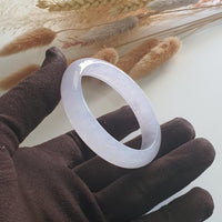 [Rare] Good translucency Icy Lavender Jadeite Oval Shape Bangle (JAC002254) 6