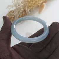 Translucent Icy Bluish Lavender and Green Jadeite Princess Round Bangle (JAC002377) 6