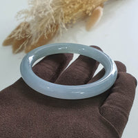 Translucent Icy Bluish Lavender and Green Jadeite Princess Round Bangle (JAC002377) 3
