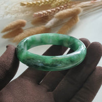 Translucent Brilliant Forest Flower Green “Scenery” Jadeite Bangle (JAC002429) 1