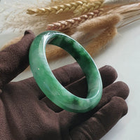 Translucent Brilliant Forest Flower Green “Scenery” Jadeite Bangle (JAC002429) 3