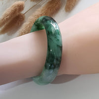 Translucent Brilliant Forest Flower Green “Scenery” Jadeite Bangle (JAC002430) 9