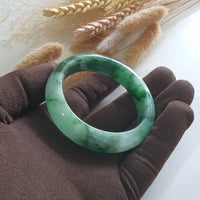 Translucent Brilliant Forest Flower Green “Scenery” Jadeite Bangle (JAC002430) 6