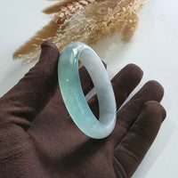 Highly Translucent Icy Green with Icy White Jadeite “Green Snow” Bangle (JAC002493) 3
