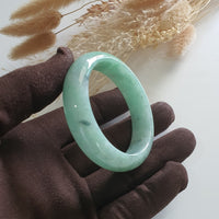 Translucent Green with Bluish Green Jadeite Bangle (JAC002514) 6