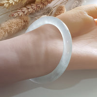 [Rare] Highly Translucent Icy Jadeite Princess Round Bangle (JAC002538) 9