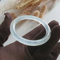 [Rare] Highly Translucent Icy Jadeite Princess Round Bangle (JAC002538) 5
