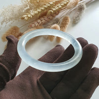 [Rare] Highly Translucent Icy Jadeite Princess Round Bangle (JAC002538) 2