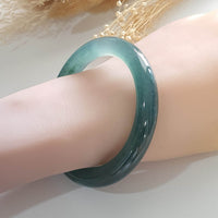 [Rare] Highly Translucent Icy Bluish Chameleon Jadeite Princess Round Bangle (JAC002558) 7