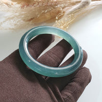 [Rare] Highly Translucent Icy Bluish Chameleon Jadeite Princess Round Bangle (JAC002558) 3