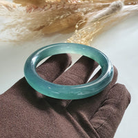 [Rare] Highly Translucent Icy Bluish Chameleon Jadeite Princess Round Bangle (JAC002558) 2