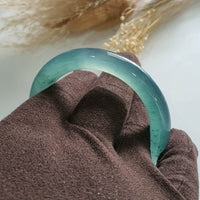 [Rare] Highly Translucent Icy Bluish Chameleon Jadeite Princess Round Bangle (JAC002558) 5