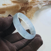 [Rare] Highly Translucent Icy and Green Jadeite Flat Bangle (JAC002578) 5