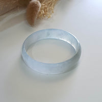 [Rare] Highly Translucent Icy and Green Jadeite Flat Bangle (JAC002578) 2