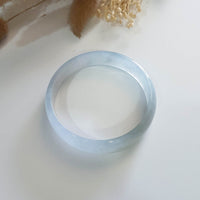 [Rare] Highly Translucent Icy and Green Jadeite Flat Bangle (JAC002578) 1