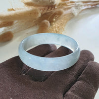 [Rare] Highly Translucent Icy and Green Jadeite Flat Bangle (JAC002578) 3