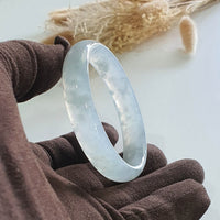 [Rare] Highly Translucent Icy with Light Green Jadeite Bangle (JAC002595) 5