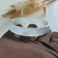 [Rare] Highly Translucent Icy with Light Green Jadeite Bangle (JAC002595) 4