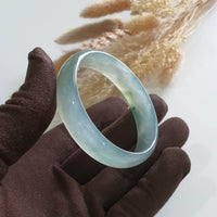 [Rare] Highly Translucent Icy with Light Green Jadeite Bangle (JAC002637) 6