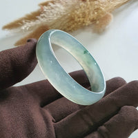 [Rare] Highly Translucent Icy with Light Green Jadeite Bangle (JAC002637) 4
