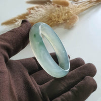 [Rare] Highly Translucent Icy with Light Green Jadeite Bangle (JAC002637) 3