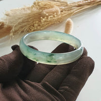 [Rare] Highly Translucent Icy Green with Green Jadeite Bangle (JAC002639) 3