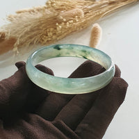 [Rare] Highly Translucent Icy Green with Green Jadeite Bangle (JAC002639) 4