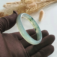 [Rare] Highly Translucent Icy Green with Green Jadeite Bangle (JAC002639) 8