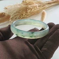[Rare] Highly Translucent Icy Green with Green Jadeite Bangle (JAC002639) 6