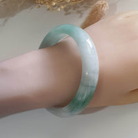 Good Translucency Icy with Icy Green Jadeite “Green Snow” Bangle (JAC002662) 9