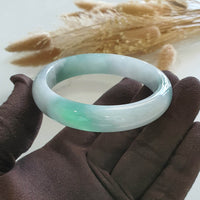 Good Translucency Icy with Icy Green Jadeite “Green Snow” Bangle (JAC002662) 4
