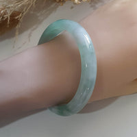 Good Translucency Icy with Icy Green Jadeite “Green Snow” Bangle (JAC002664) 10