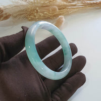 Good Translucency Icy with Icy Green Jadeite “Green Snow” Bangle (JAC002664) 4