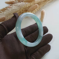 Good Translucency Icy with Icy Green Jadeite “Green Snow” Bangle (JAC002664) 8