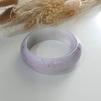 Good Translucency Icy Lavender with Black Jadeite Bangle (JAC002706) 9
