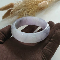 Good Translucency Icy Lavender with Black Jadeite Bangle (JAC002706) 5