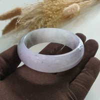 Good Translucency Icy Lavender with Black Jadeite Bangle (JAC002706) 3