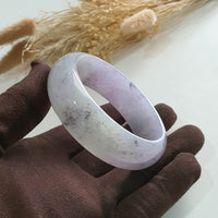 Good Translucency Icy Lavender with Black Jadeite Bangle (JAC002706) 7