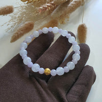 Translucent Icy and Sweet Lavender Jadeite Golden Coin Ball Bracelet (JAC002770) 2