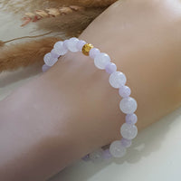 Translucent Icy and Sweet Lavender Jadeite Golden Coin Ball Bracelet (JAC002770) 7