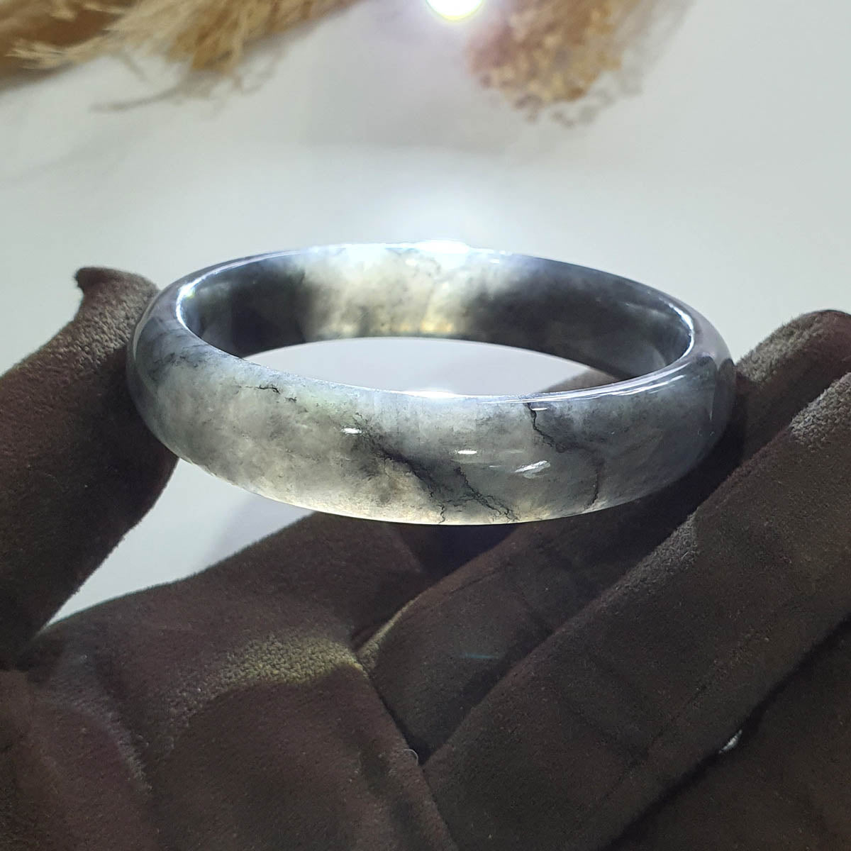 Translucent Icy Black Jadeite Bangle (JAC002882) 1