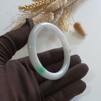 Translucent “Green Moss on Snow” Jadeite Princess Round Bangle (JAC002891) 4