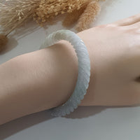 Translucent Icy Lavender with Green and Yellow Jadeite Spiral-cut Bangle (JAC002904) 7