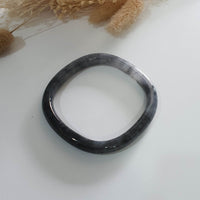 Translucent Icy Black with Green Jadeite “Art-De-Squarera” Bangle (JAC002910) 7
