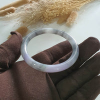 Translucent Icy Black with Brilliant Lavender Jadeite Bangle (JAC002913) 4
